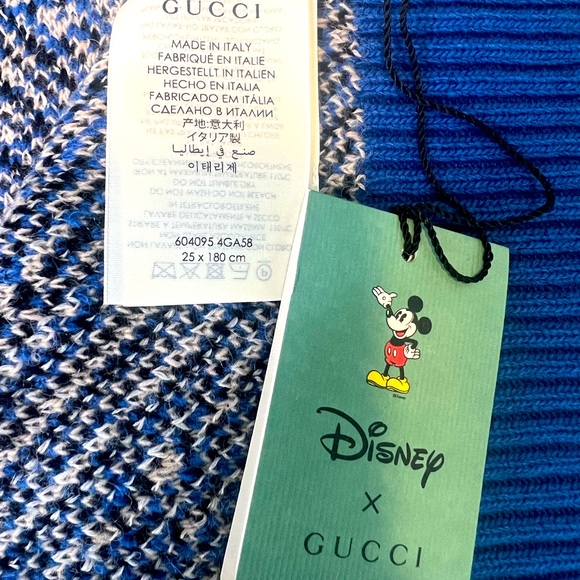 NEW Gucci Mickey Mouse Wool Scarf Blue - Picture 4 of 7